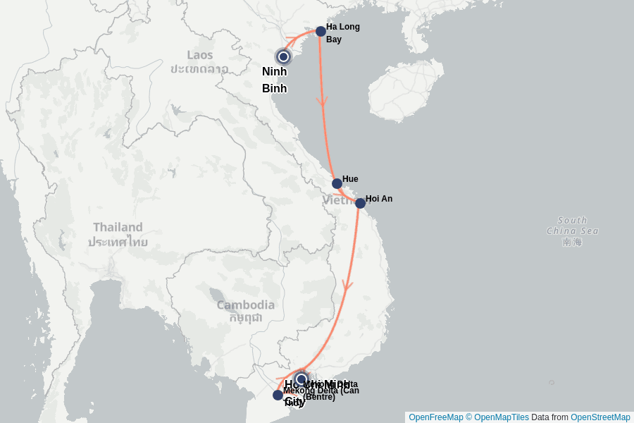 Itinerary Map image for Vietnam: 15 days of culture meets nature
